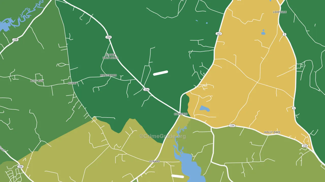 Clements, MD Map of Robbery Rates