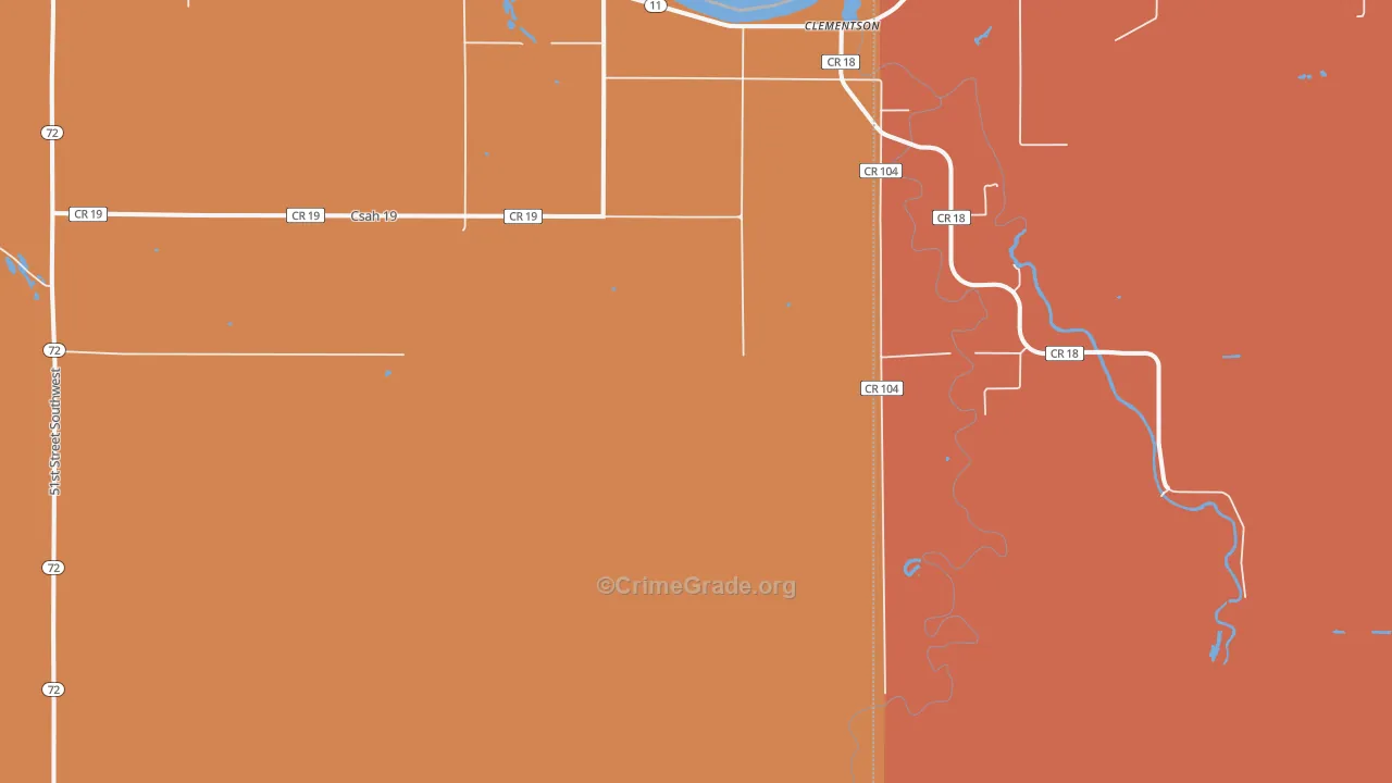 Clementson, MN Map of Robbery Rates