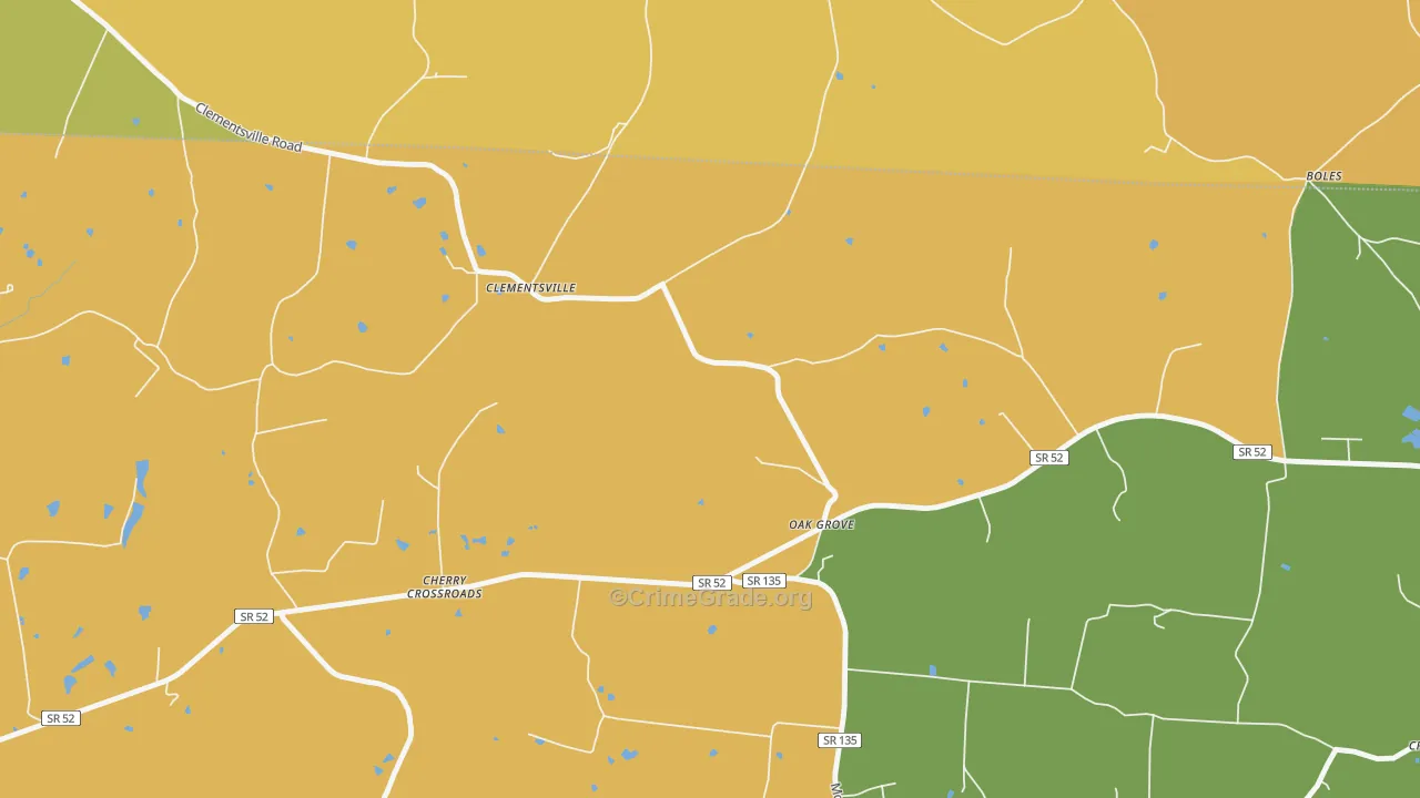 Clementsville, TN Map of Robbery Rates