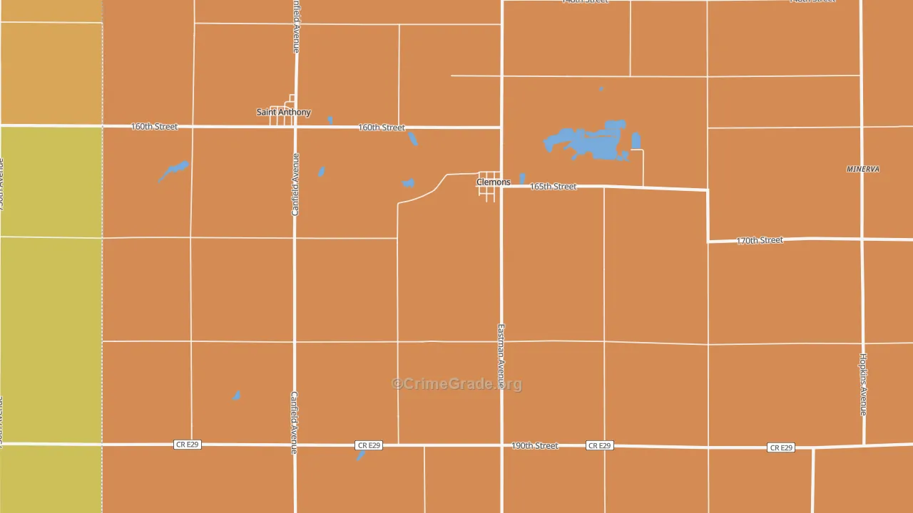 Clemons, IA Map of Robbery Rates