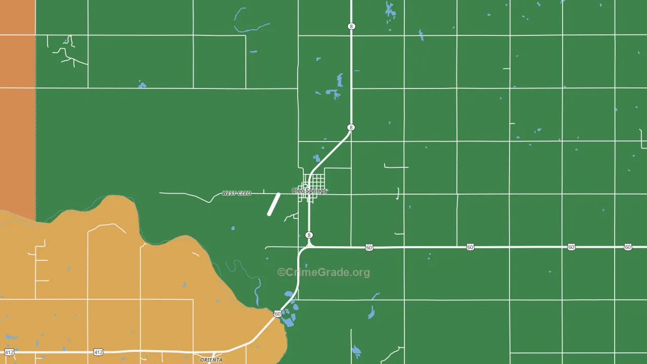 Cleo Springs, OK Map of Robbery Rates
