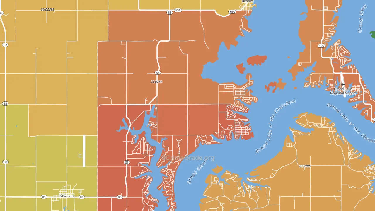 Cleora, OK Map of Robbery Rates