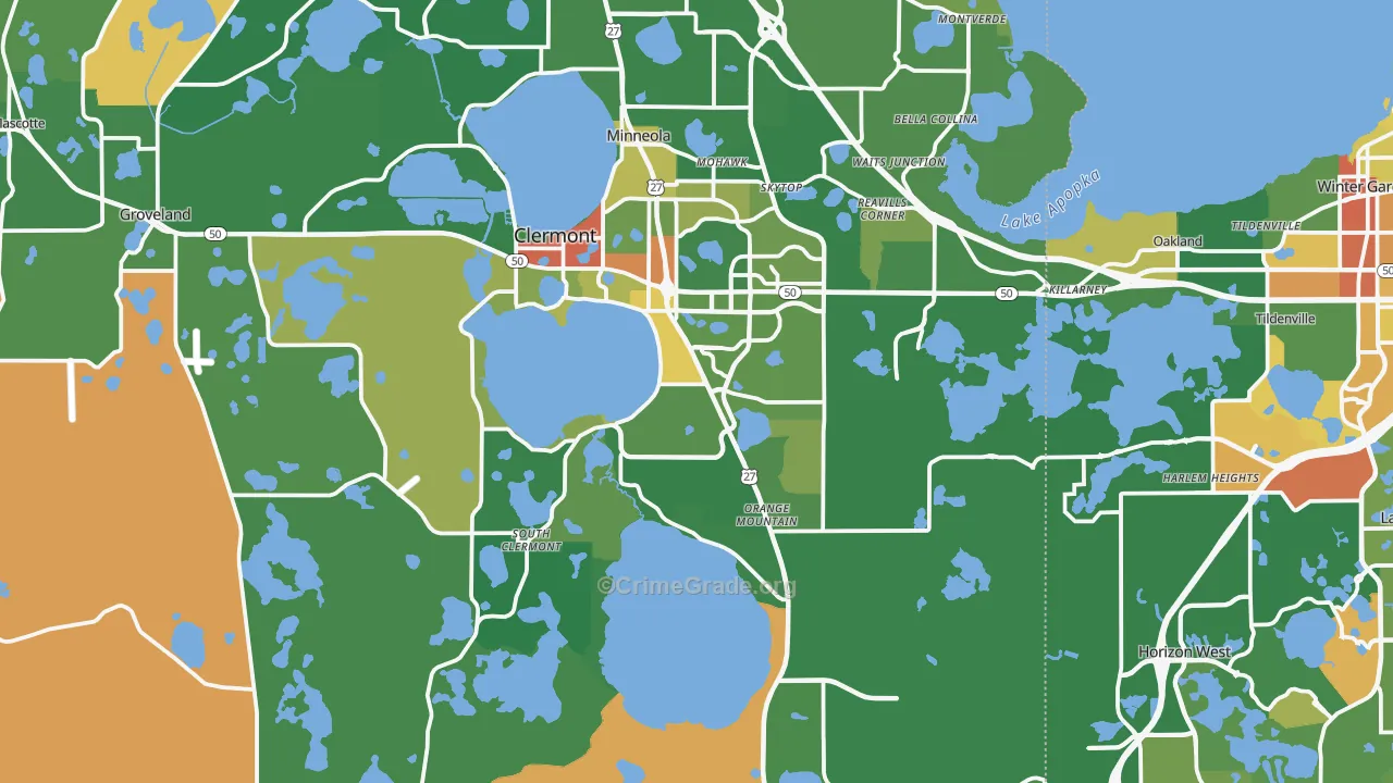 Clermont, FL Map of Robbery Rates