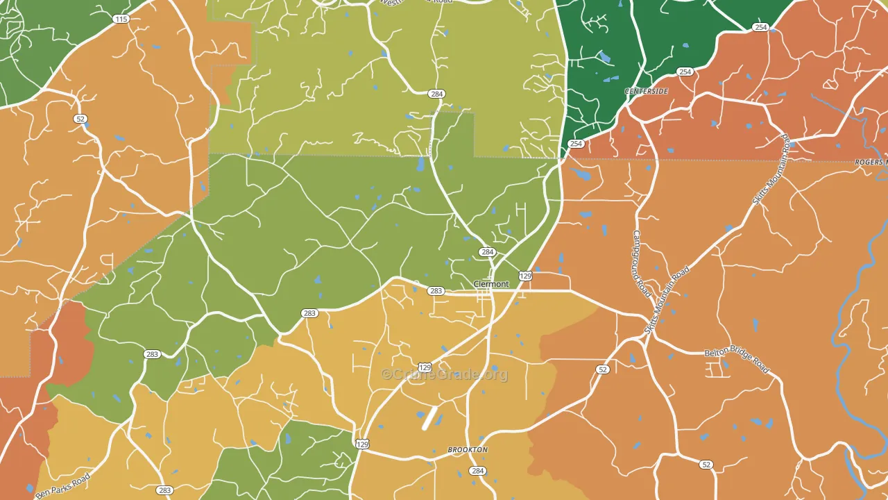 Clermont, GA Map of Robbery Rates
