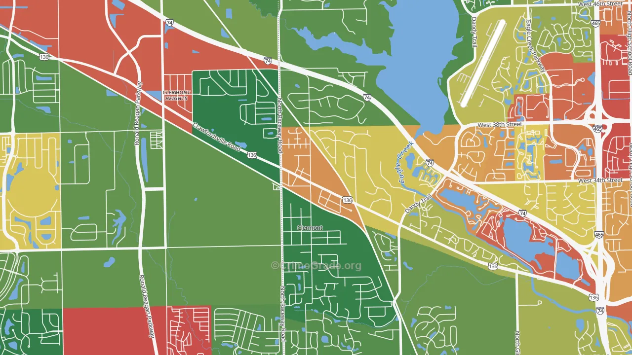 Clermont, IN Map of Robbery Rates