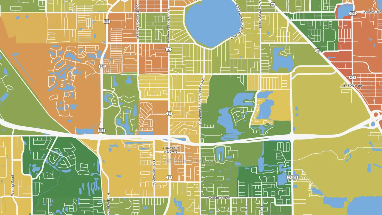 Cleveland Heights, Lakeland, FL Map of Robbery Rates