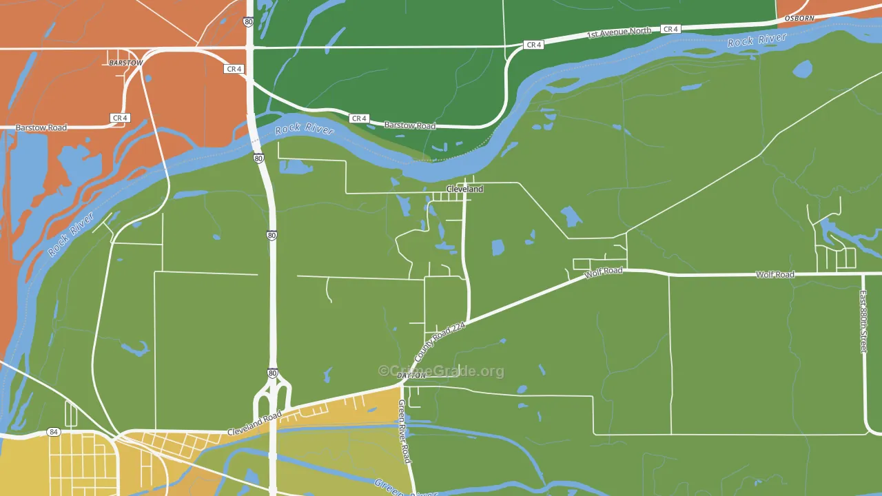 Cleveland, IL Map of Robbery Rates