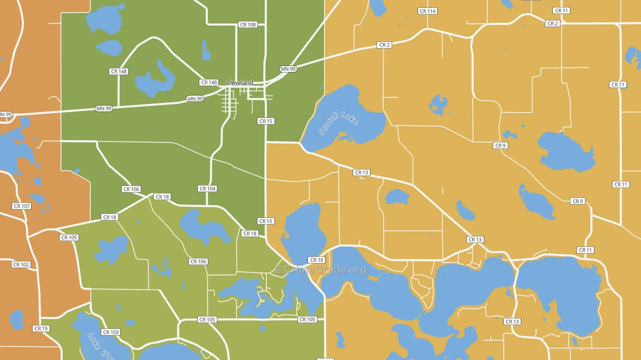 Cleveland, MN Map of Robbery Rates