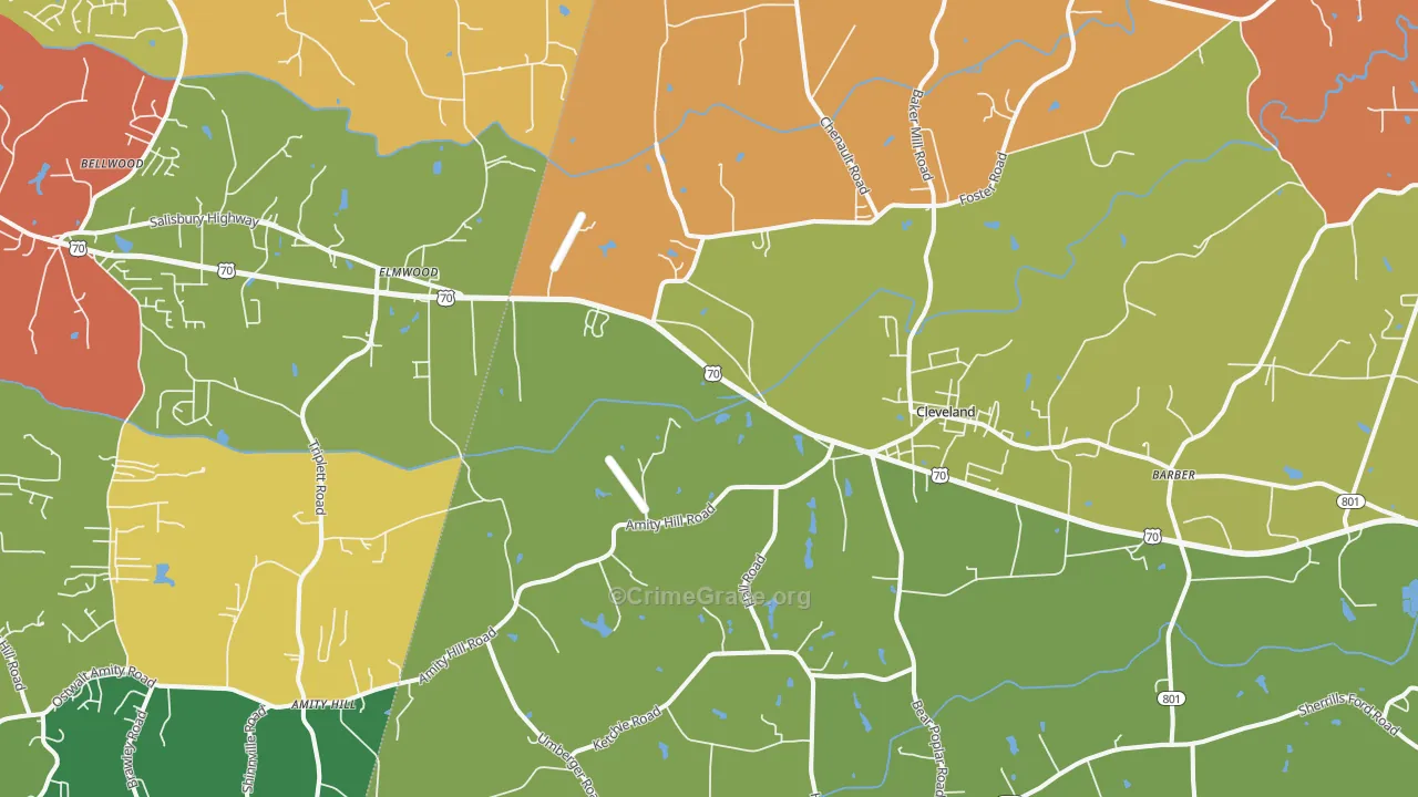 Cleveland, NC Map of Robbery Rates
