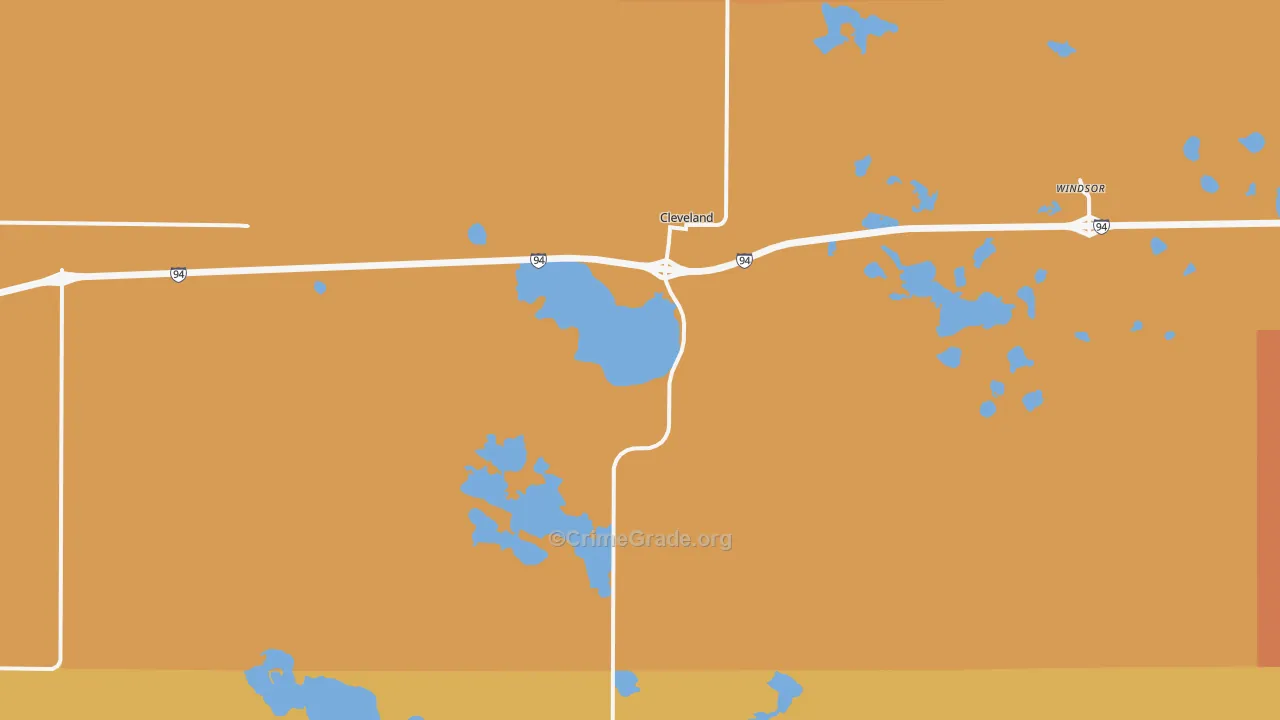 Cleveland, ND Map of Robbery Rates