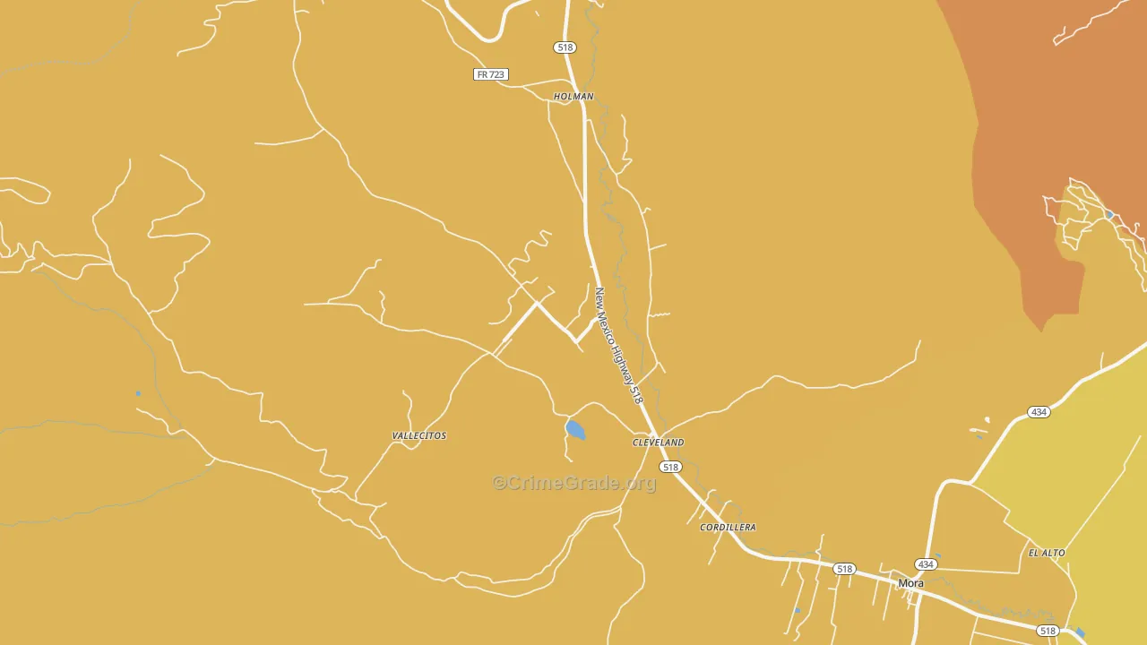 Cleveland, NM Map of Robbery Rates