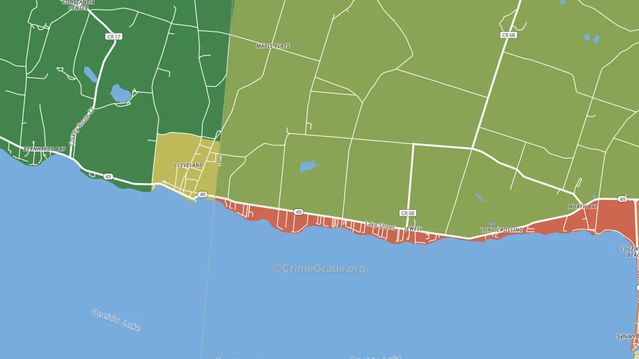 Cleveland, NY Map of Robbery Rates