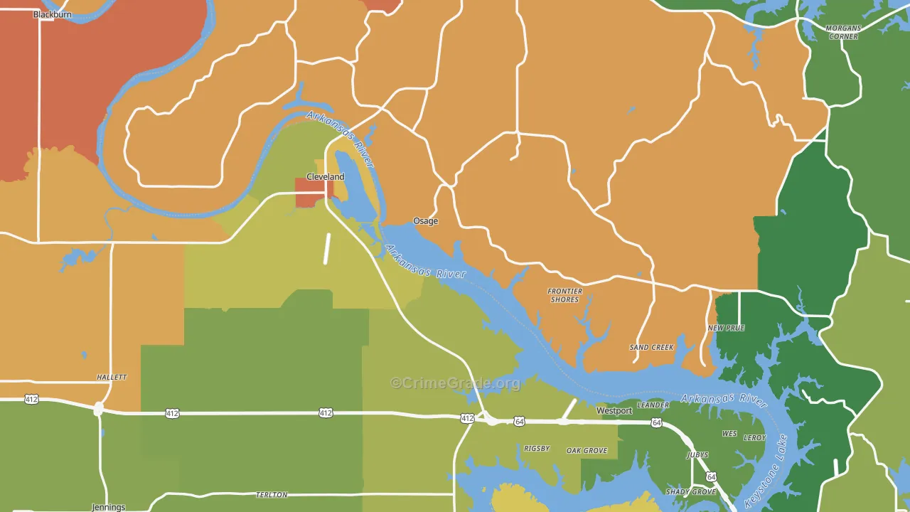 Cleveland, OK Map of Robbery Rates