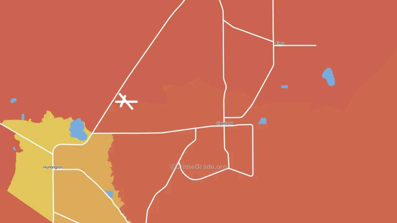 Cleveland, UT Map of Robbery Rates