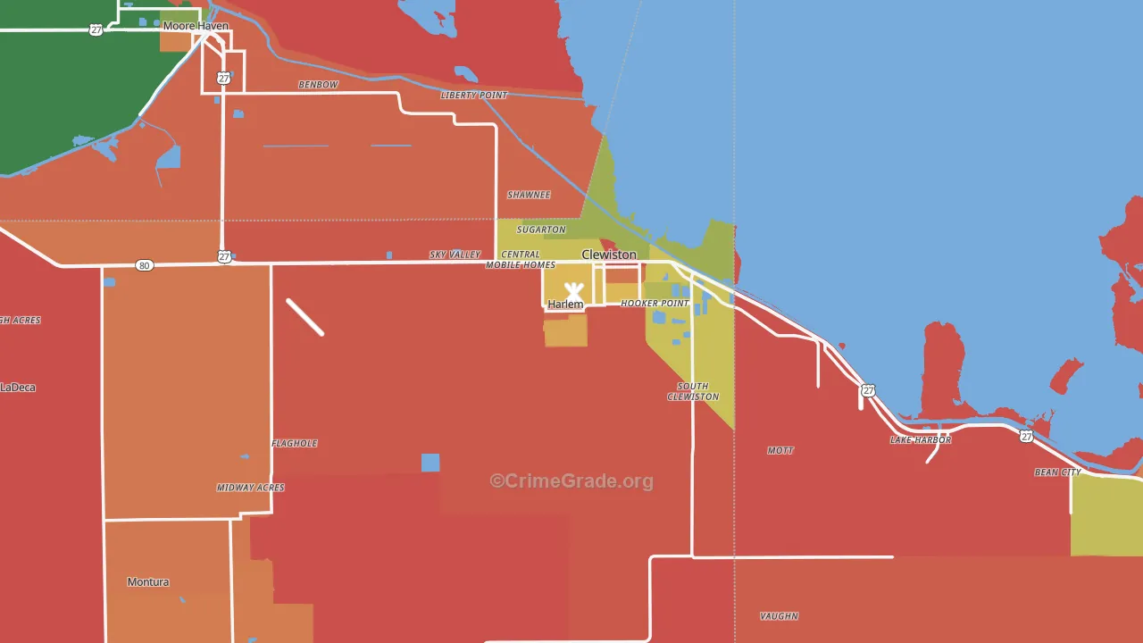 Clewiston, FL Map of Robbery Rates