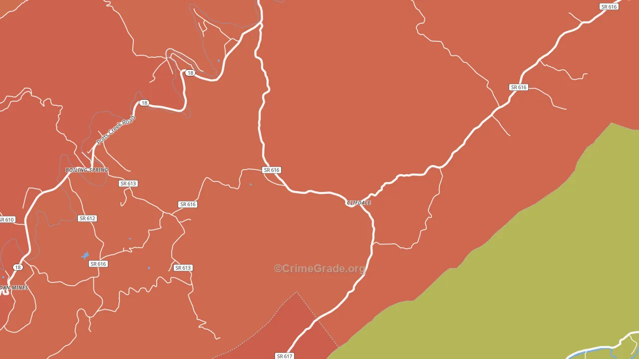Clifdale, VA Map of Robbery Rates