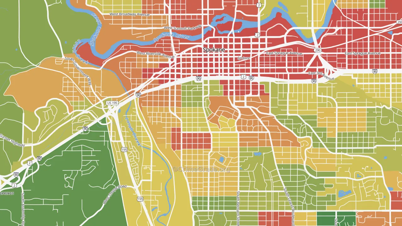 Cliffcannon, Spokane, WA Map of Robbery Rates