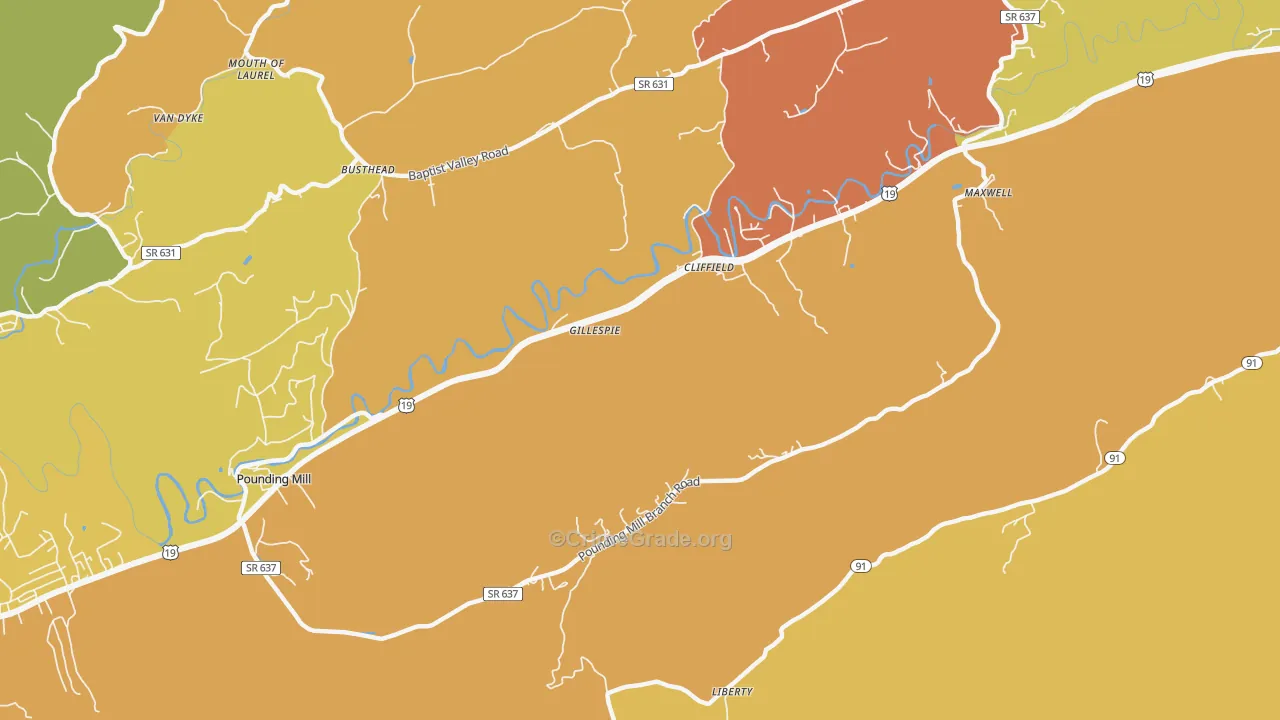 Cliffield, VA Map of Robbery Rates