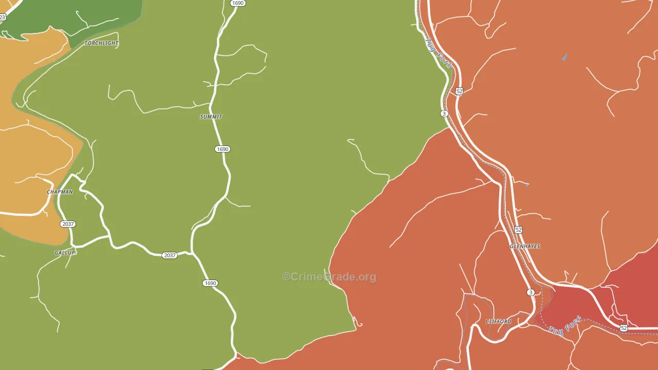 Clifford, KY Map of Robbery Rates