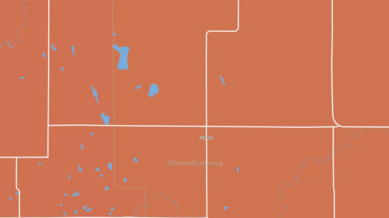 Clifford, ND Map of Robbery Rates