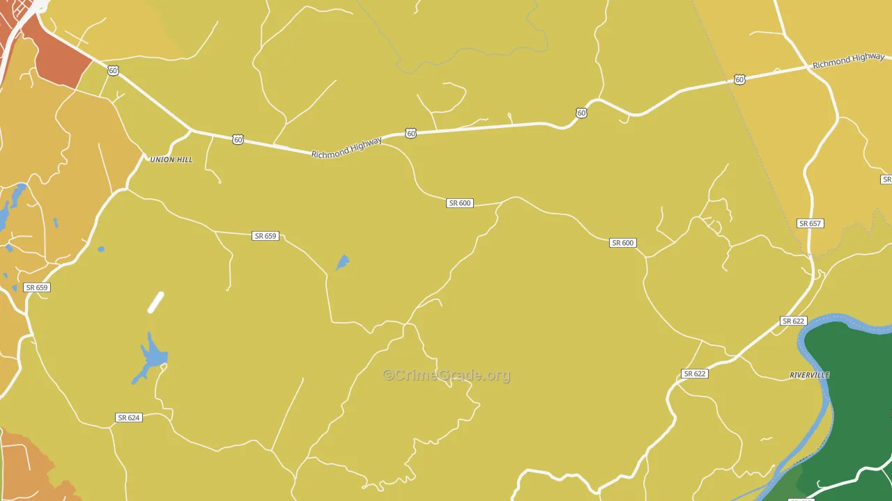 Clifford, VA Map of Robbery Rates