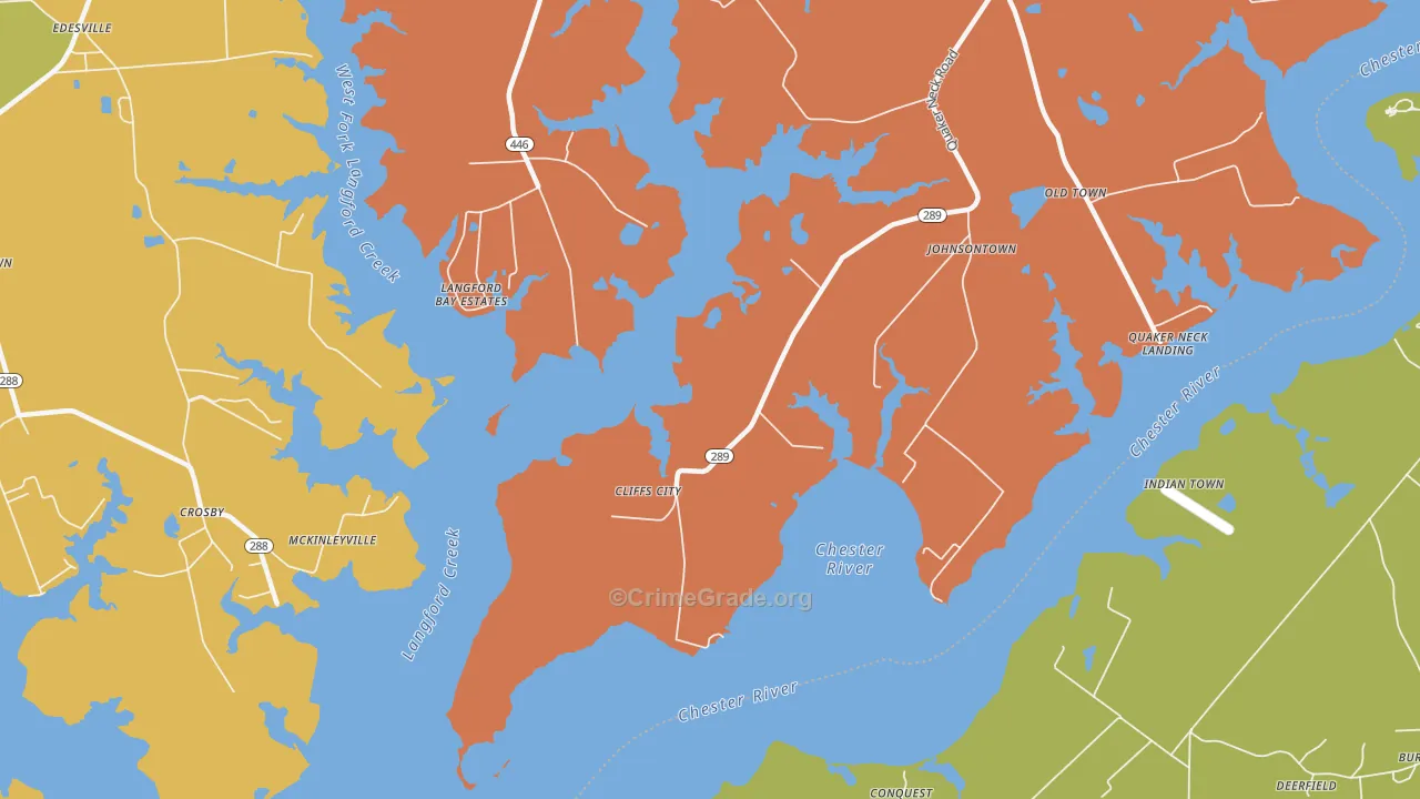 Cliffs City, MD Map of Robbery Rates