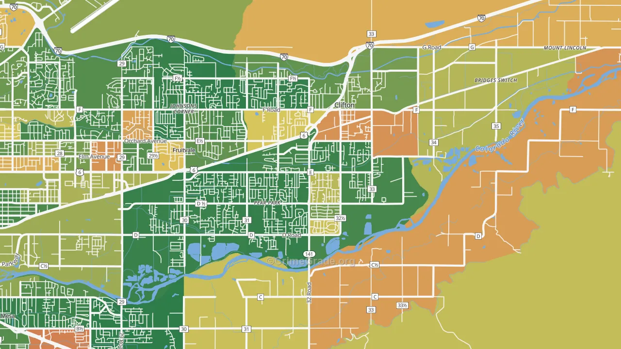 Clifton, CO Map of Robbery Rates
