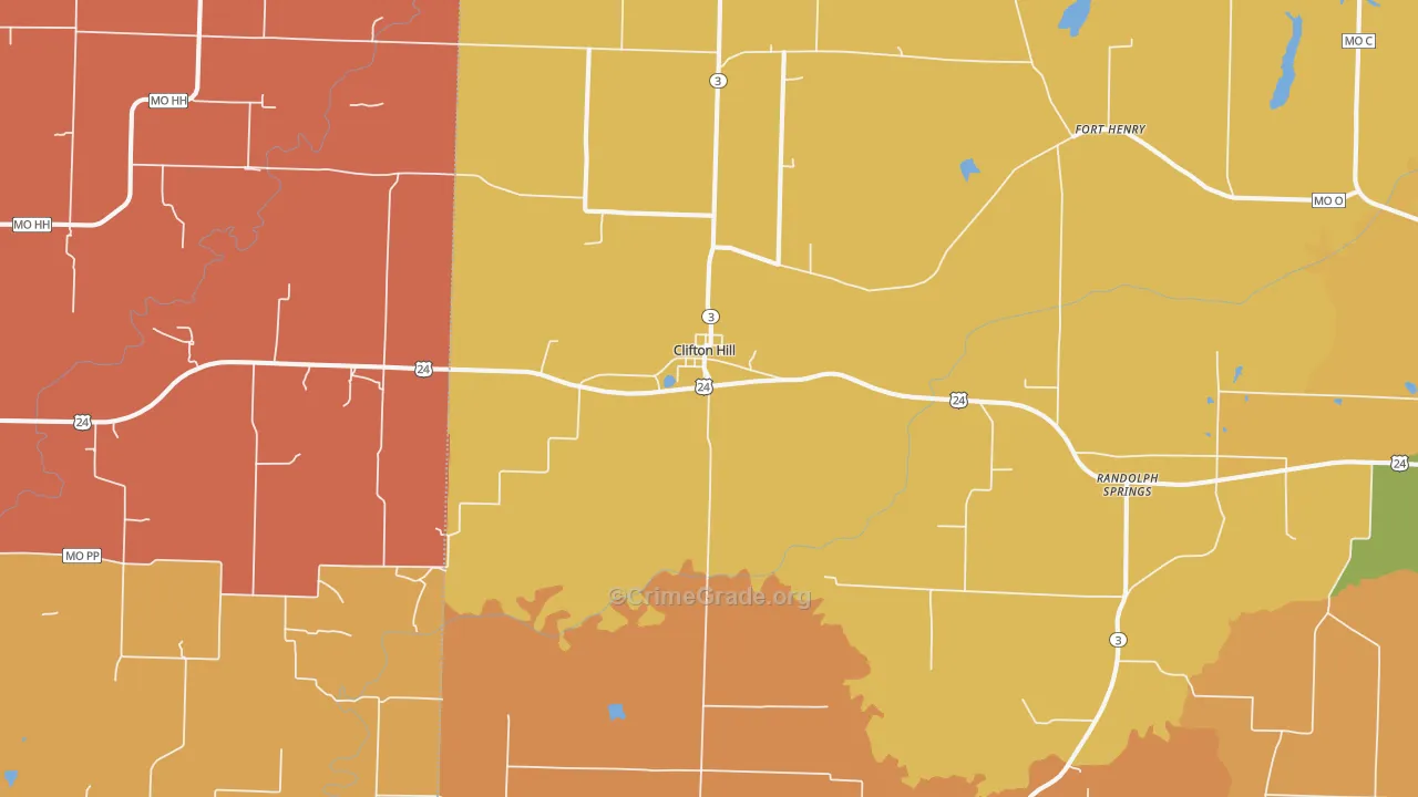 Clifton Hill, MO Map of Robbery Rates