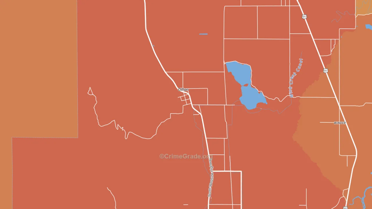 Clifton, ID Map of Robbery Rates