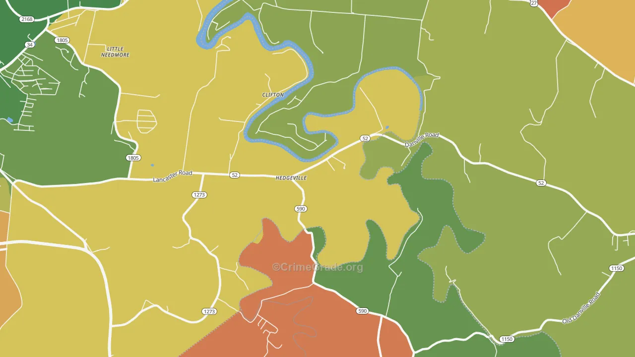 Clifton, KY Map of Robbery Rates