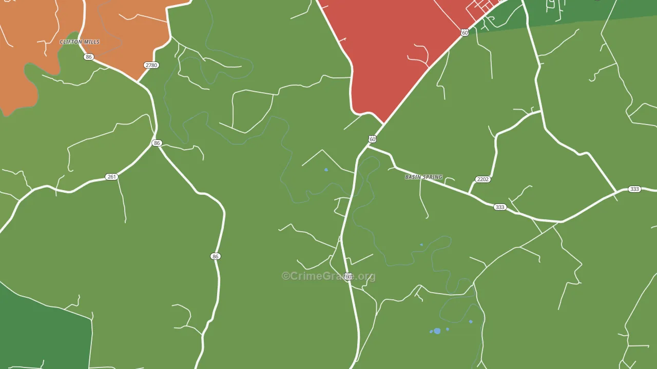 Clifton Mills, KY Map of Robbery Rates