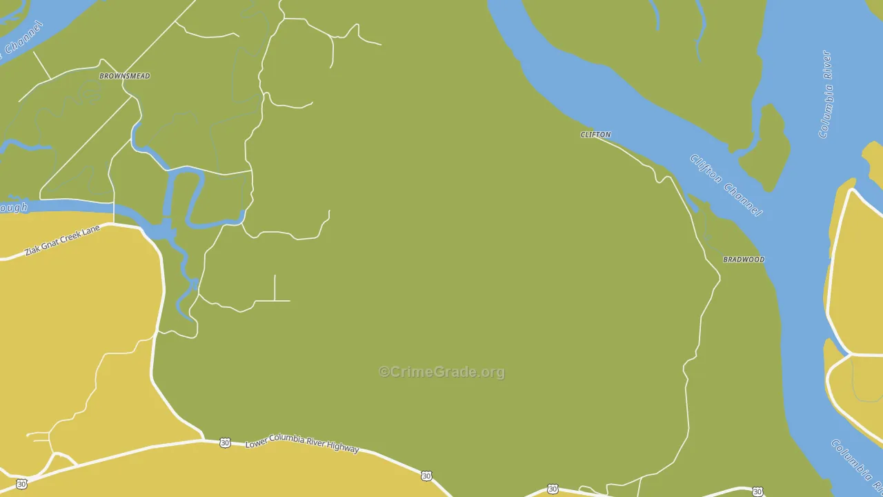 Clifton, OR Map of Robbery Rates
