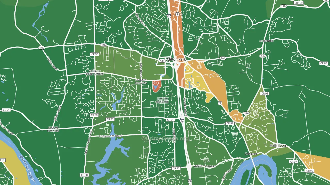 Clifton Park, NY Map of Robbery Rates