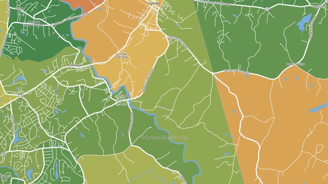 Clifton, SC Map of Robbery Rates