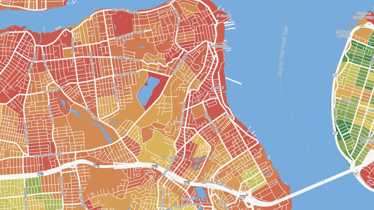 Clifton, Staten Island, NY Map of Robbery Rates