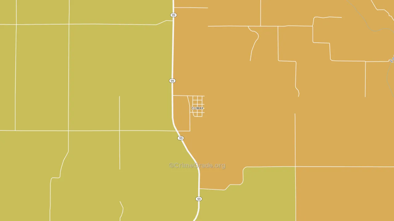 Climax, KS Map of Robbery Rates