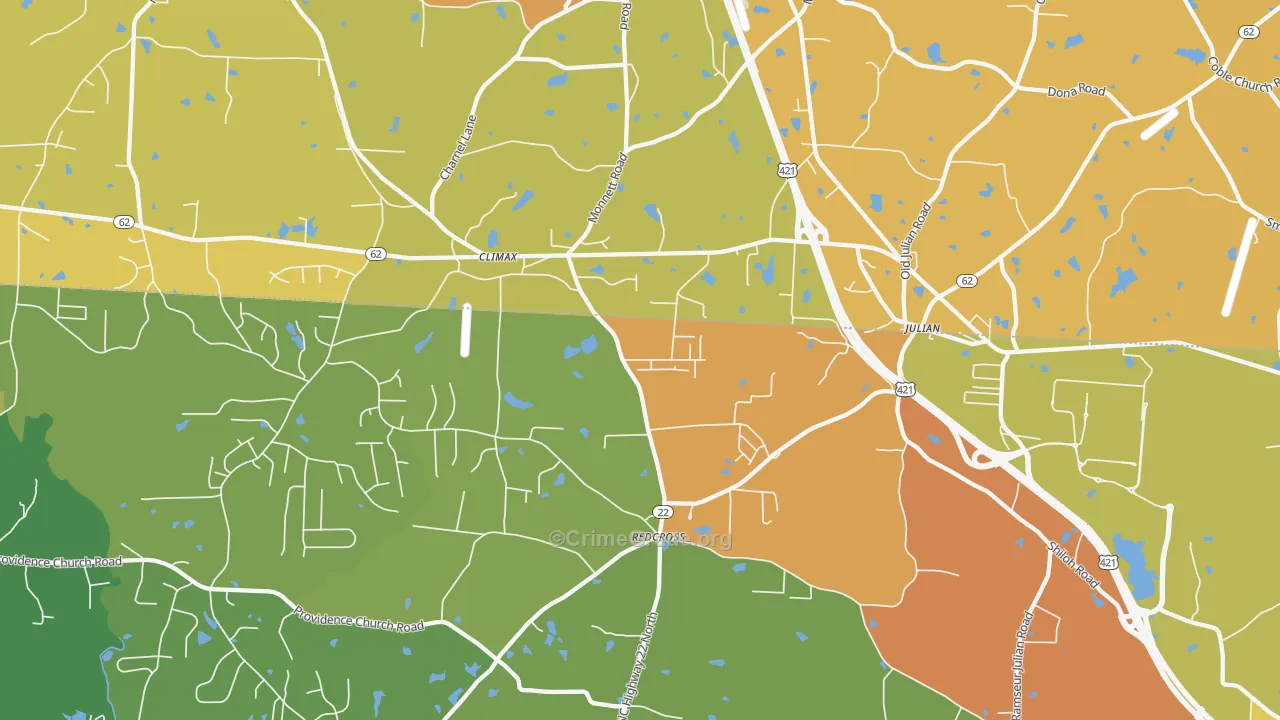 Climax, NC Map of Robbery Rates
