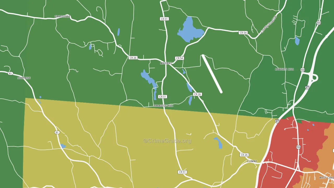 Climax, NY Map of Robbery Rates