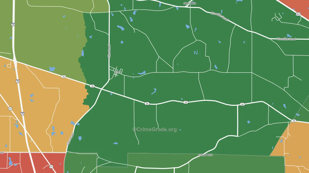 Clinchfield, GA Map of Robbery Rates