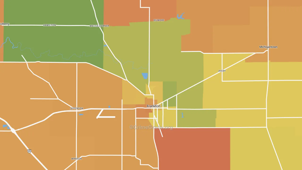 Clinton County, IN Map of Robbery Rates