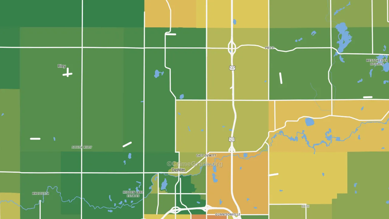 Clinton County, MI Map of Robbery Rates