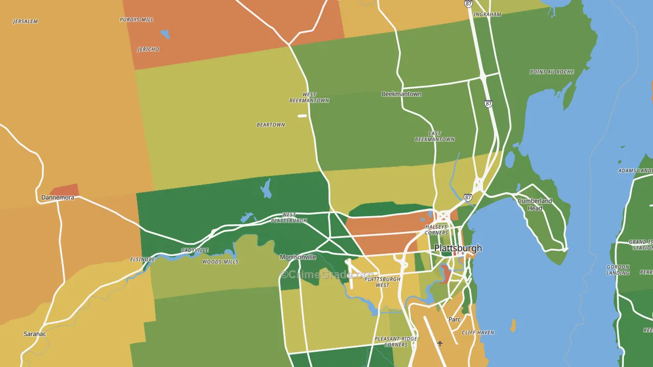 Clinton County, NY Map of Robbery Rates