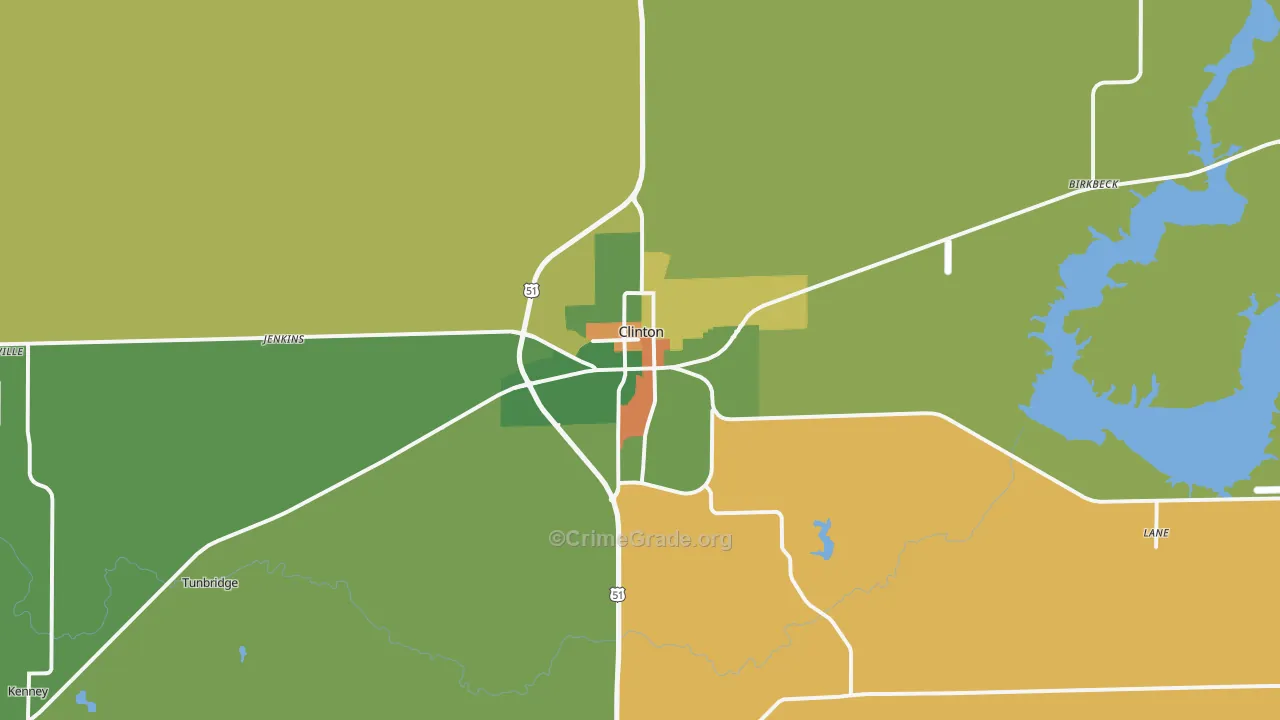 Clinton, IL Map of Robbery Rates
