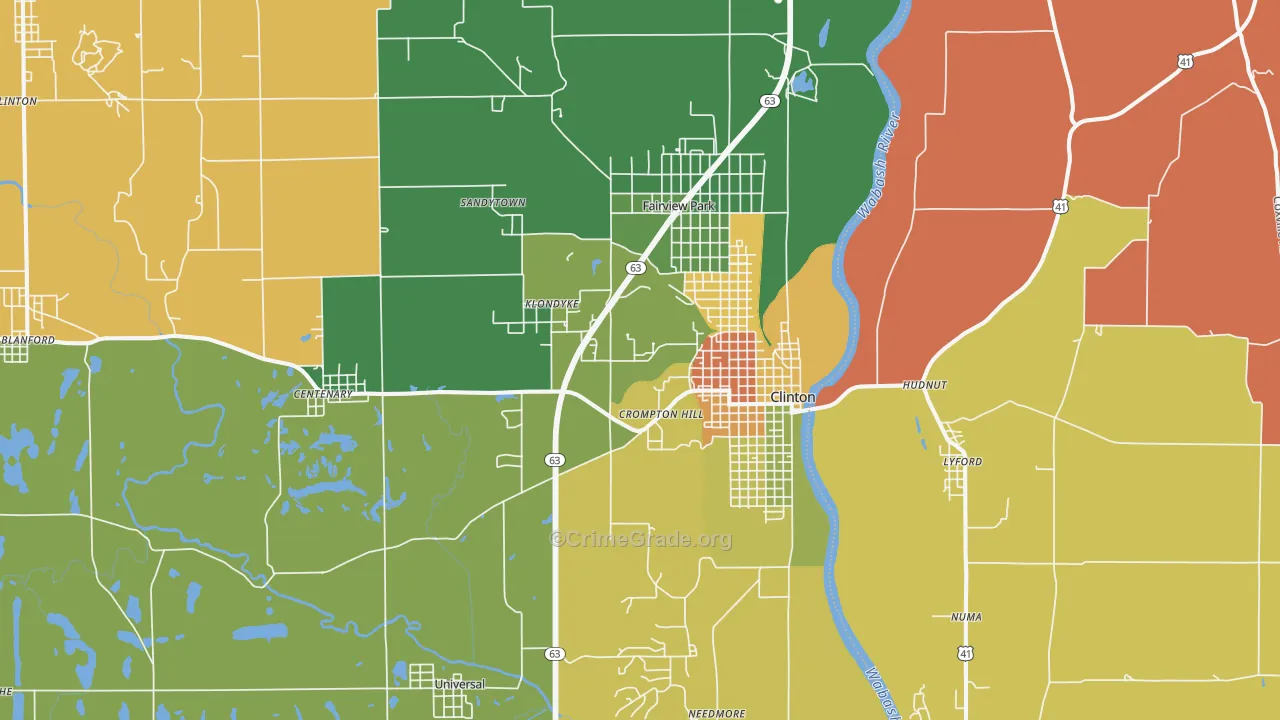 Clinton, IN Map of Robbery Rates