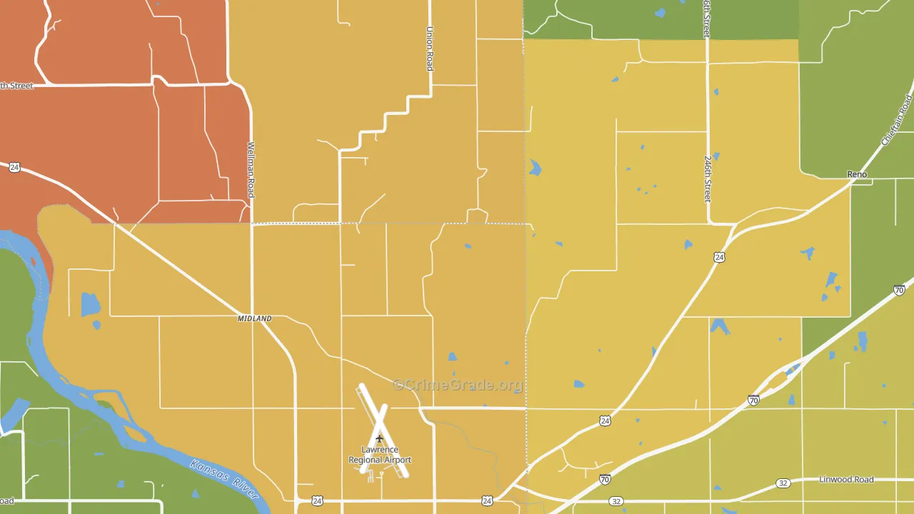 Clinton, KS Map of Robbery Rates