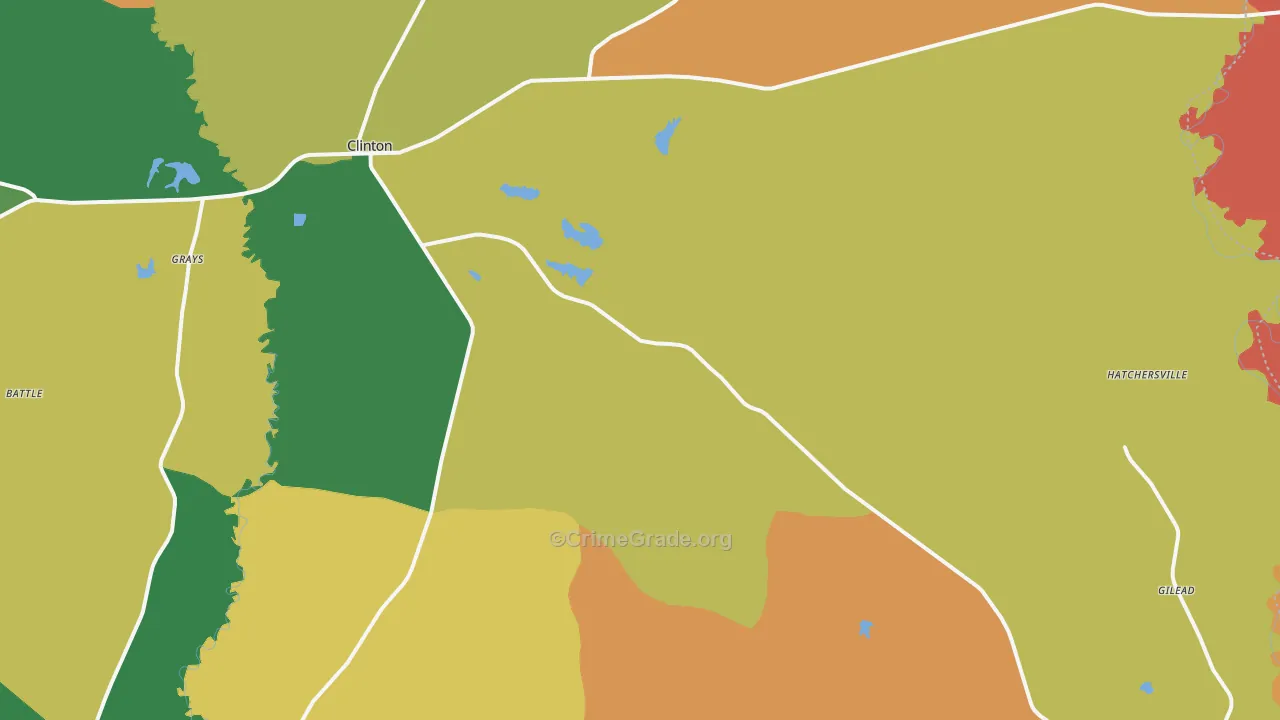 Clinton, LA Map of Robbery Rates