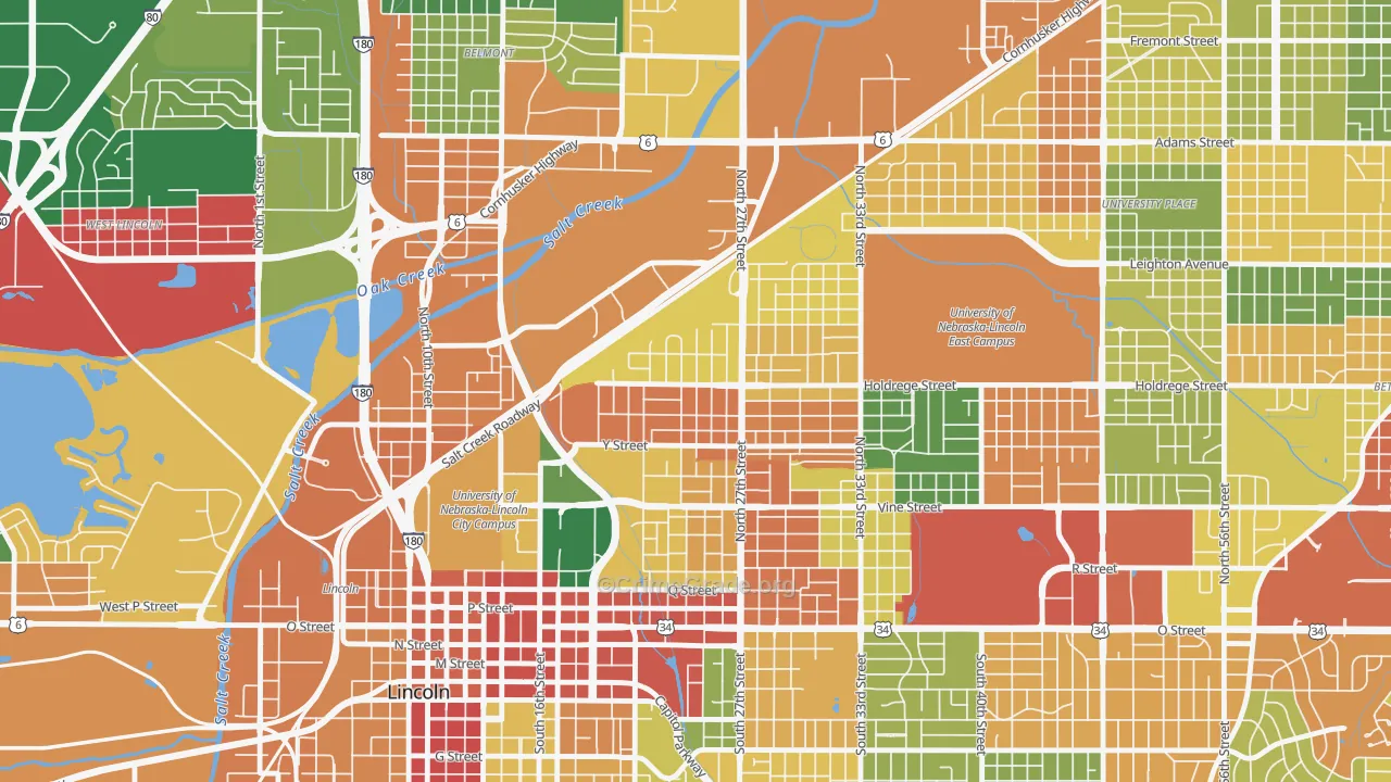 Clinton, Lincoln, NE Map of Robbery Rates