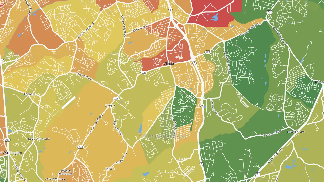Clinton, MD Map of Robbery Rates