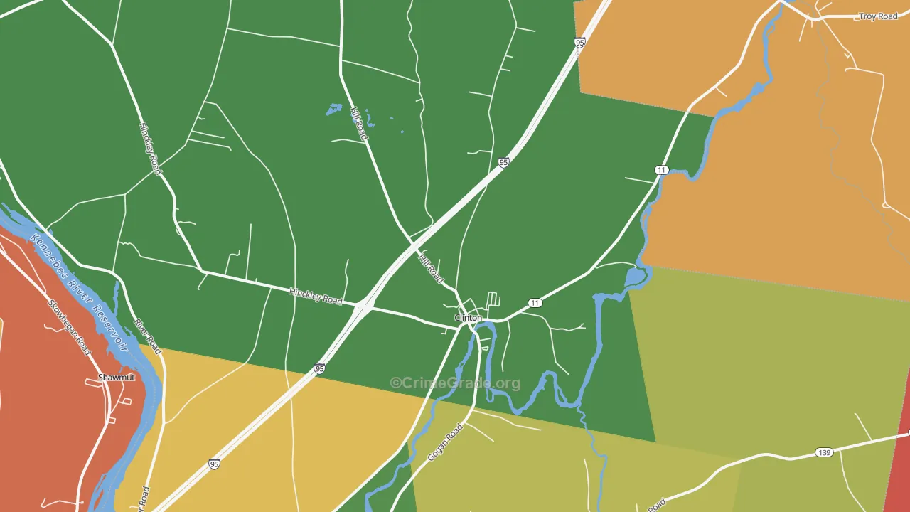 Clinton, ME Map of Robbery Rates