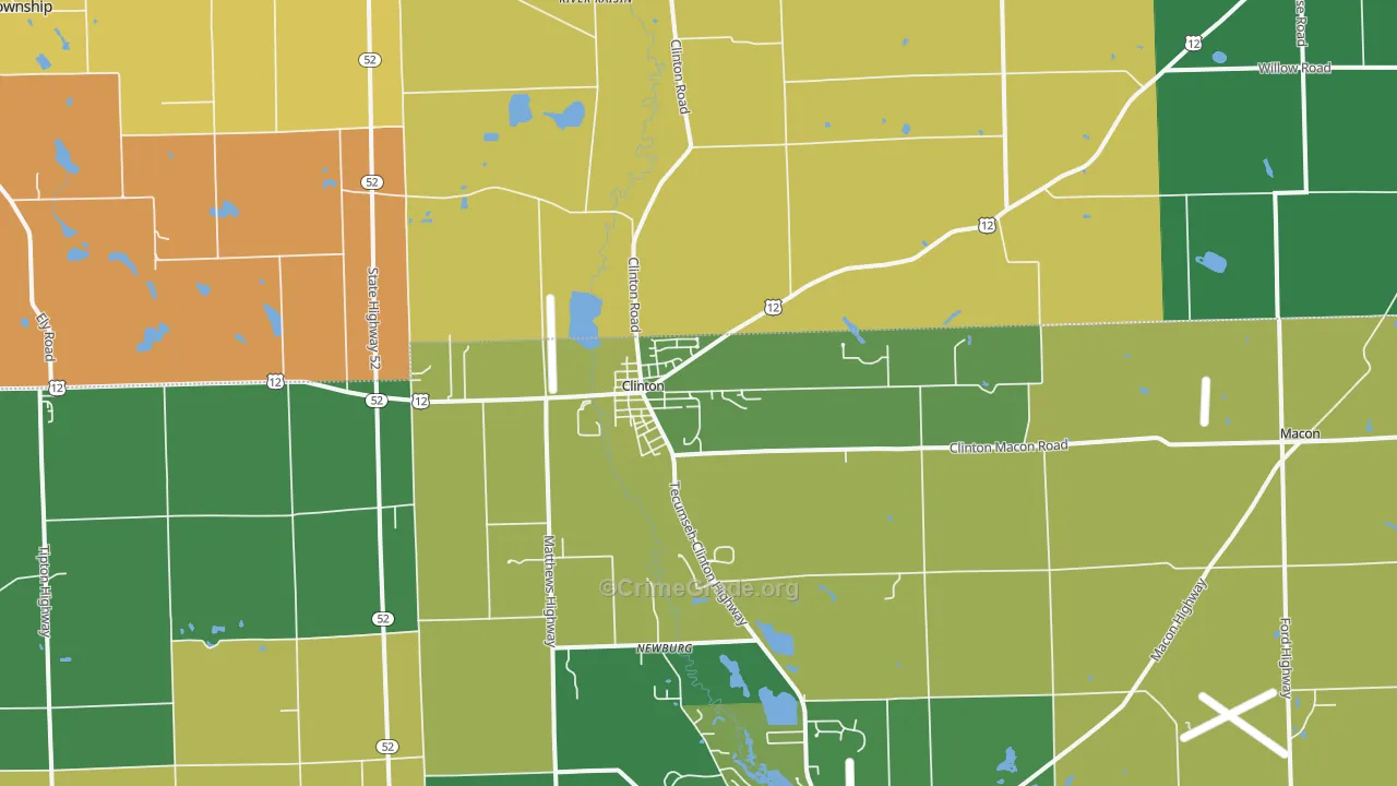 Clinton, MI Map of Robbery Rates
